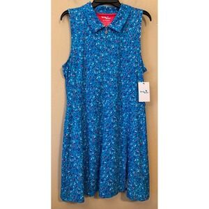 Birdie Bound Golf Dress Women XL Floral Sleeveless Quarter Zip Activewear NEW
